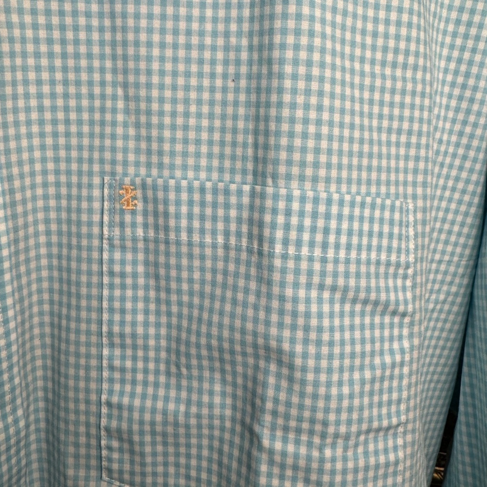 Izod Blue Casual Gingham Shirt